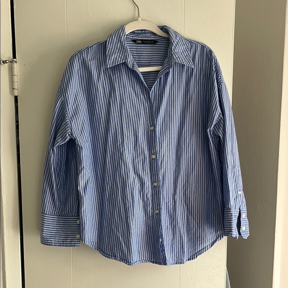 Zara Blue Striped Men's Shirt